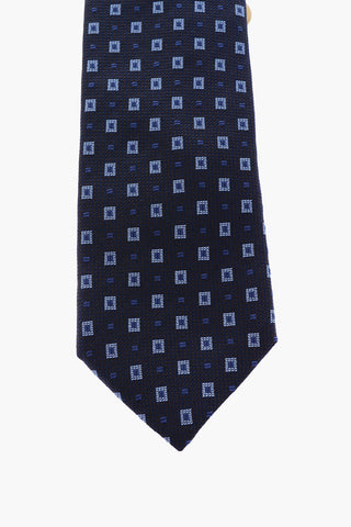 geometric patterned silk tie
