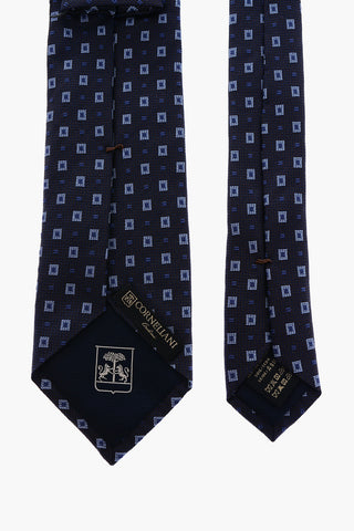 geometric patterned silk tie