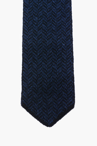 cravatta motivo chevron in seta e cashmere