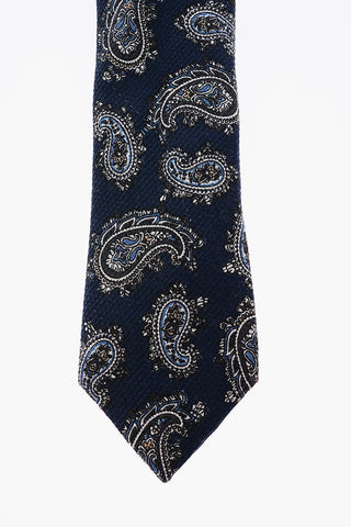Paisley patterned wool and silk tie