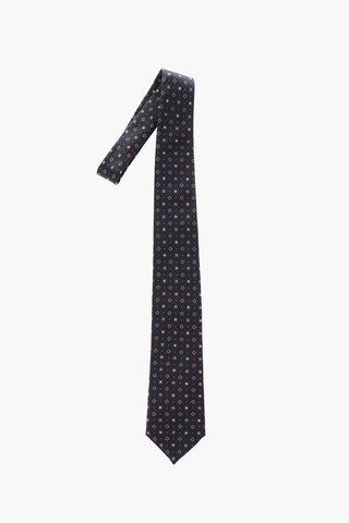 geometric motif silk kipper tie