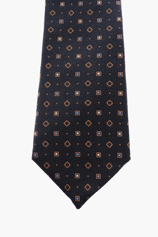 geometric motif silk kipper tie