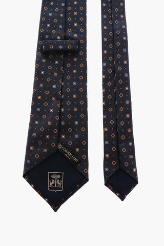 geometric motif silk kipper tie