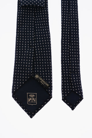 embroidered wool and silk tie
