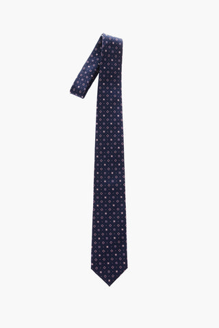 geometric embroidered silk tie