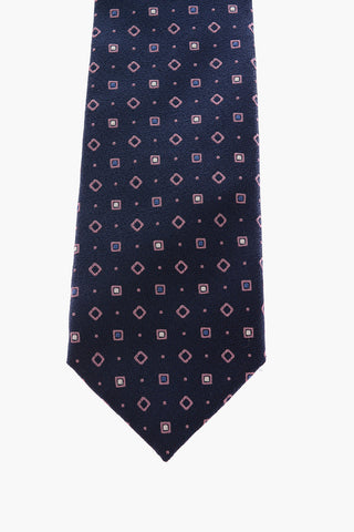 geometric embroidered silk tie