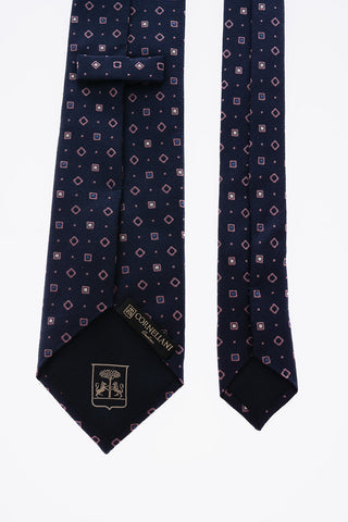 geometric embroidered silk tie