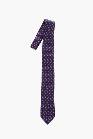 geometric patterned silk tie