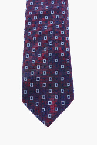 geometric patterned silk tie