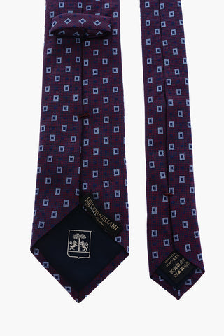 geometric patterned silk tie