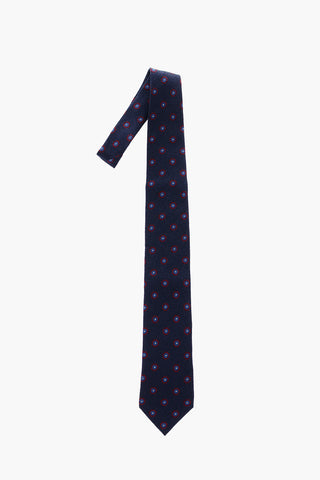 patterned silk and cotton tie