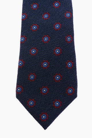 patterned silk and cotton tie