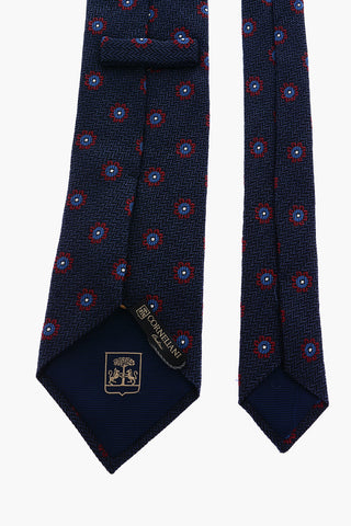 patterned silk and cotton tie