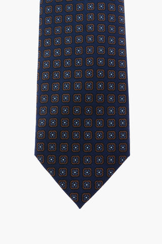 geometric patterned silk tie