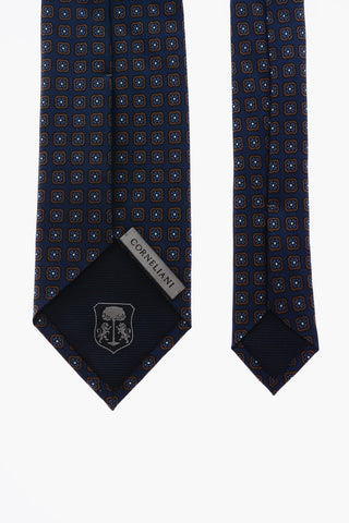 geometric patterned silk tie