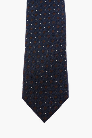 patterned silk and cotton tie