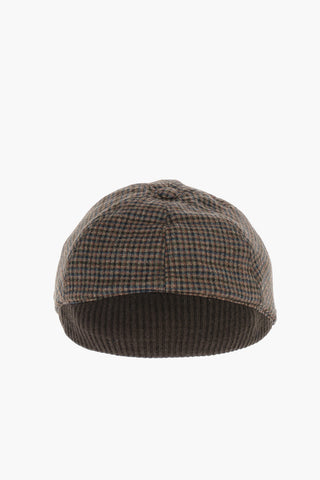 Virgin Wool Cap with Pincheck Pattern