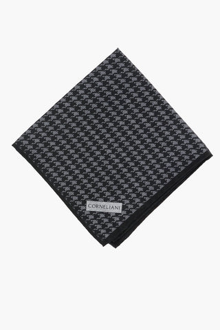 Silk PANAMA Pocket Square with Houndstooth Pattern