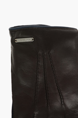 Guanti in Nappa con Fodera in Cashmere e Bande a Contrasto