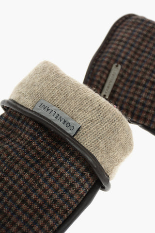 Guanti in Pelle con Motivo Pincheck e Fodera in Cashmere