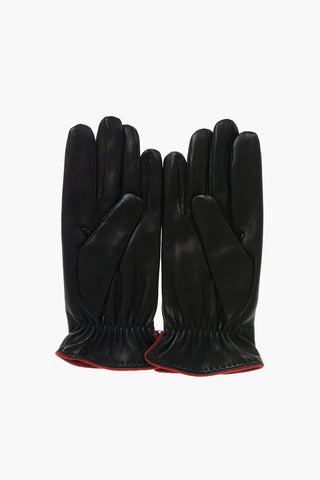 Logoed Soft Leather Gloves with Cashmere Lining