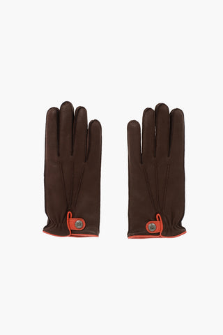 Logoed Leather Gloves with Contrasting Cashmere Lining