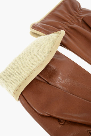 Logoed Soft Leather Gloves with Cashmere Lining