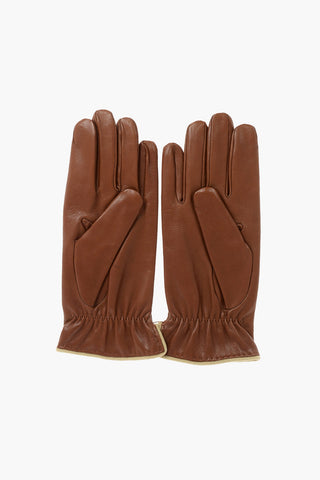 Logoed Soft Leather Gloves with Cashmere Lining