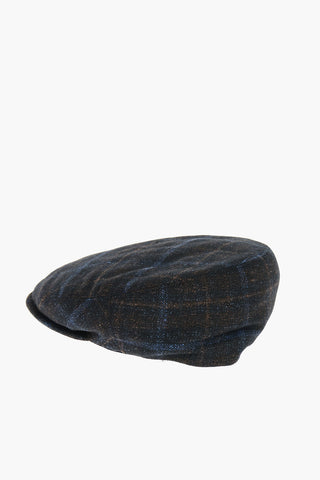 Virgin Wool Silk Blend Bunnet with Windowpane Check Pattern