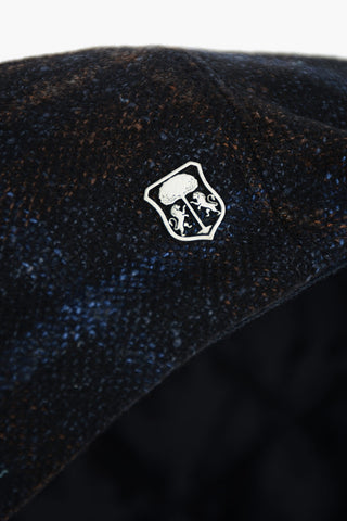 Virgin Wool Silk Blend Bunnet with Windowpane Check Pattern