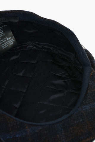 Virgin Wool Silk Blend Bunnet with Windowpane Check Pattern