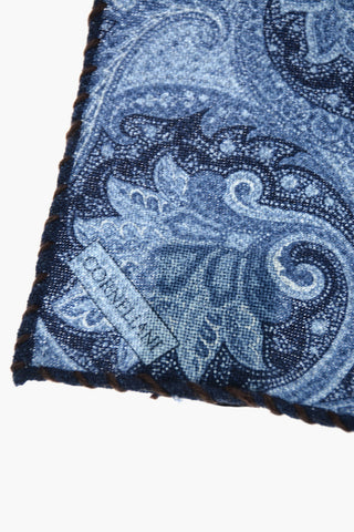 Wool Pocket Square with Paisley Pattern