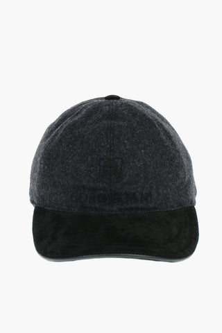 Virgin Wool Cap with Leather Peak