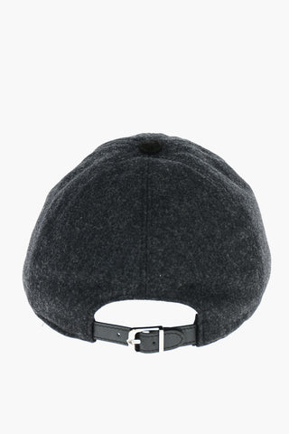 Virgin Wool Cap with Leather Peak
