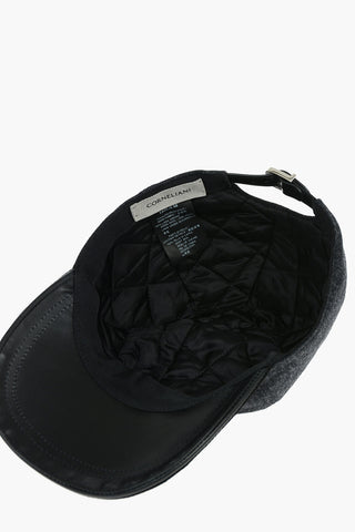 Virgin Wool Cap with Leather Peak