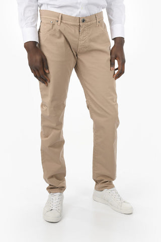 ID Solid Color Stretch Cotton 5-Pockets Pants