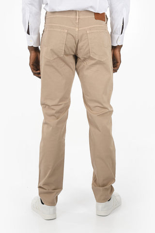 ID Solid Color Stretch Cotton 5-Pockets Pants
