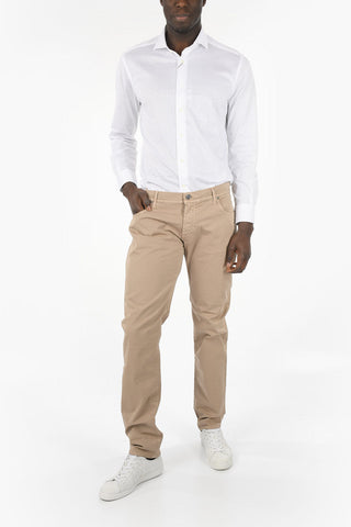 ID Solid Color Stretch Cotton 5-Pockets Pants