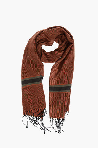 Wool Silk Scarf with Herringbone Pattern