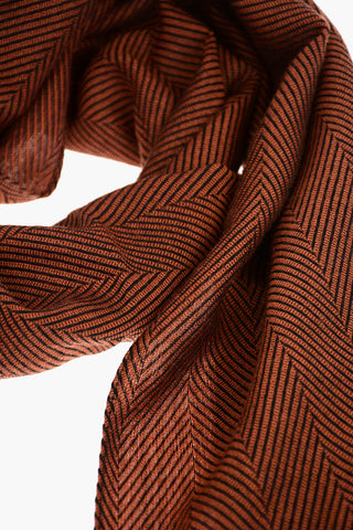 Wool Silk Scarf with Herringbone Pattern