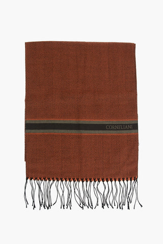 Wool Silk Scarf with Herringbone Pattern
