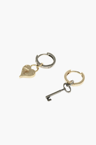 silver LOCK AND KEY earrings with pendant