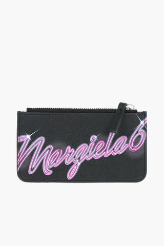 MM6 faux leather card holder with zip closure