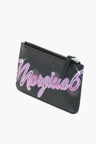 MM6 faux leather card holder with zip closure