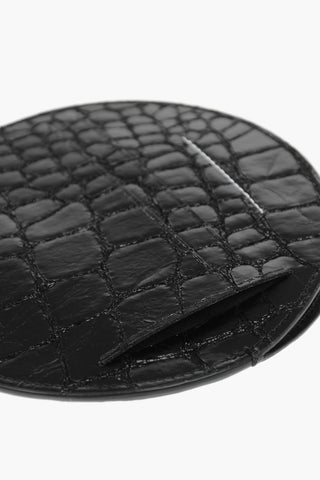 MM6 crocodile patterned round faux leather card holder