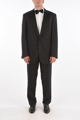 1 Button Virgin Wool Suit with Satin Details