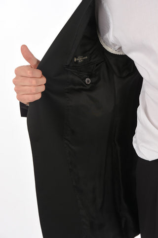 1 Button Virgin Wool Suit with Satin Details