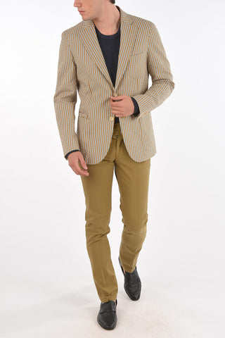 CC COLLECTION Unbalanced Striped REWARD Blazer with Notch Lapel