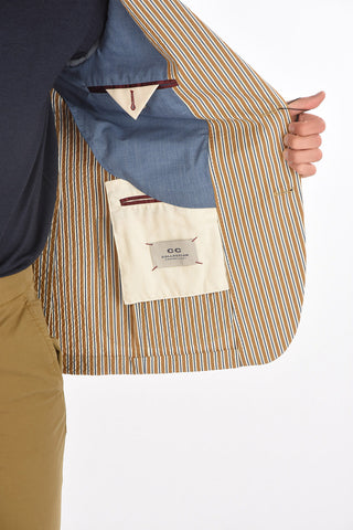 CC COLLECTION Unbalanced Striped REWARD Blazer with Notch Lapel