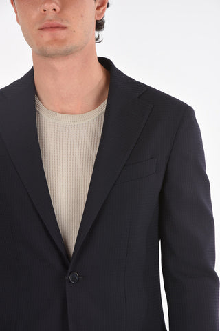 CC COLLECTION Embroidered Minicheckered REFINED Blazer with Notch Lapel